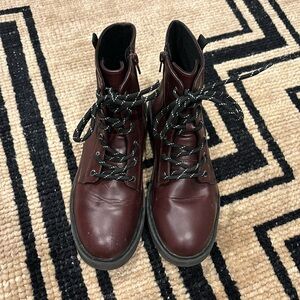 Zara Burgundy Combat Boots. Size is 38 or US 7.
